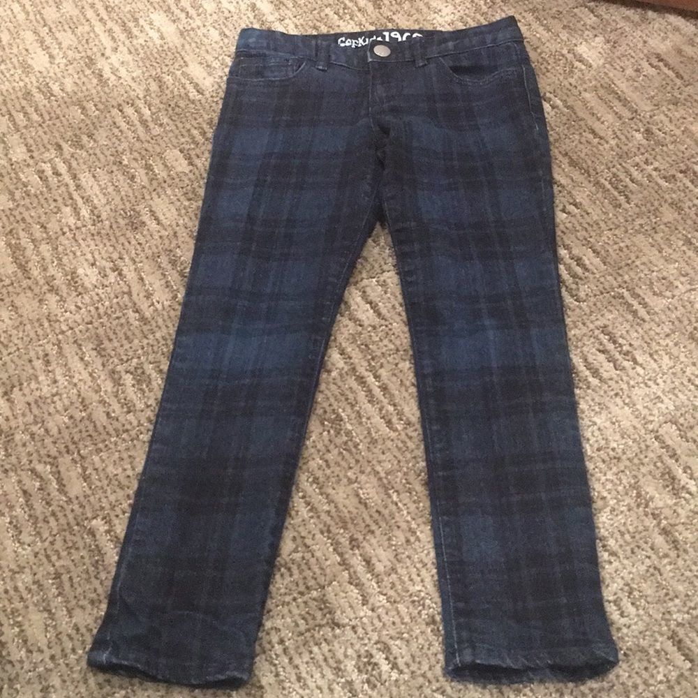 Gap 1969 Skinny Plaid Denim Jeans Youth Sz 6